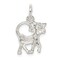 Sterling Silver Cat Charm Pendant Animal Jewelry 15mm x 13mm